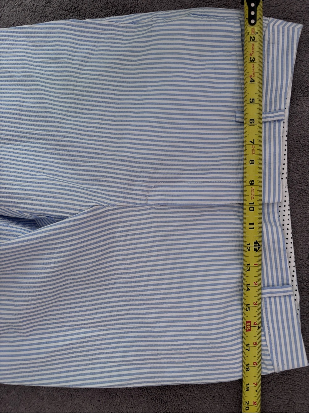 Talbots Perfect Crop Pant 10P Blue White Seersucker Striped Cotton Pants - Picture 5 of 8